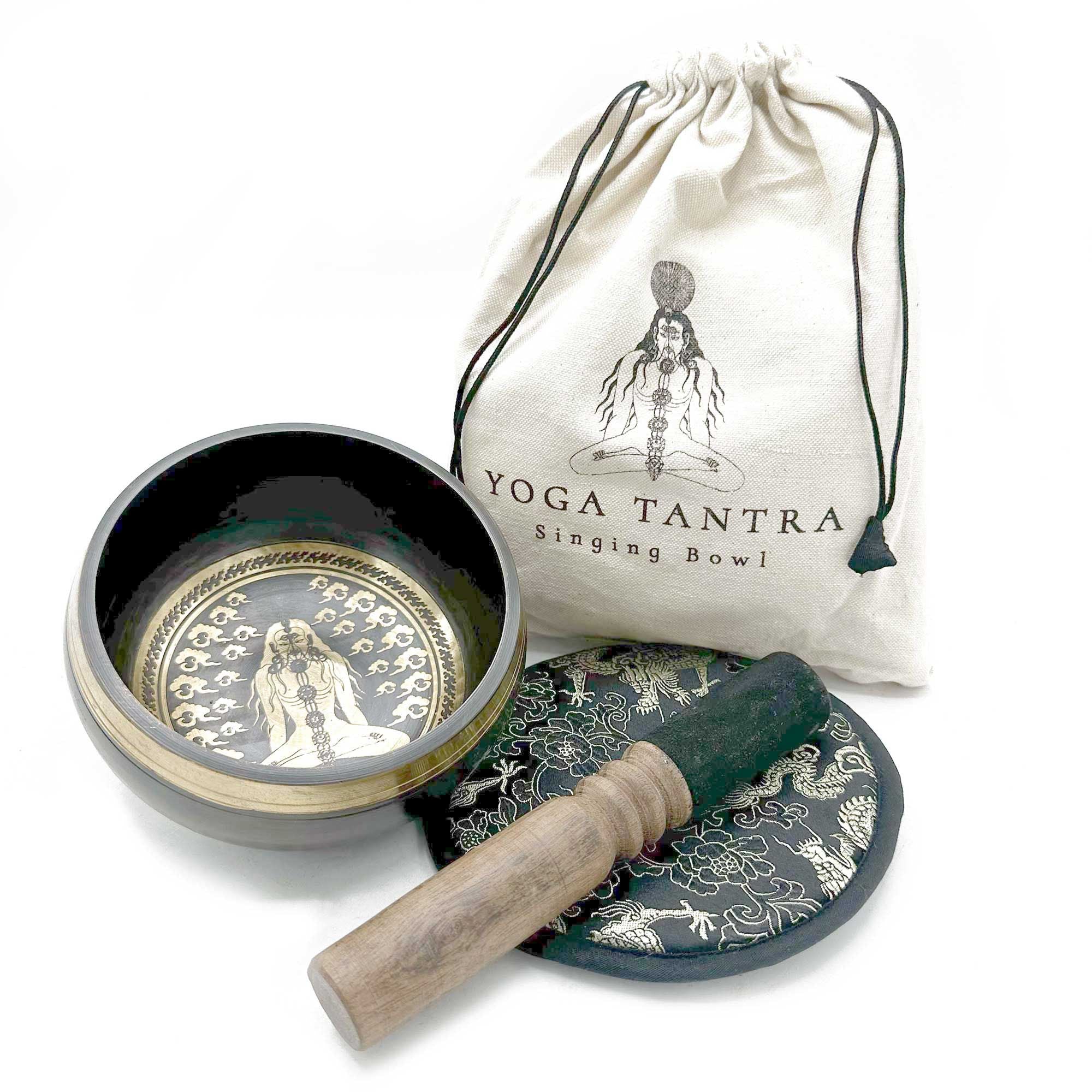 Hand Beaten & Engraved Singing Bowl Gift Set Yogi