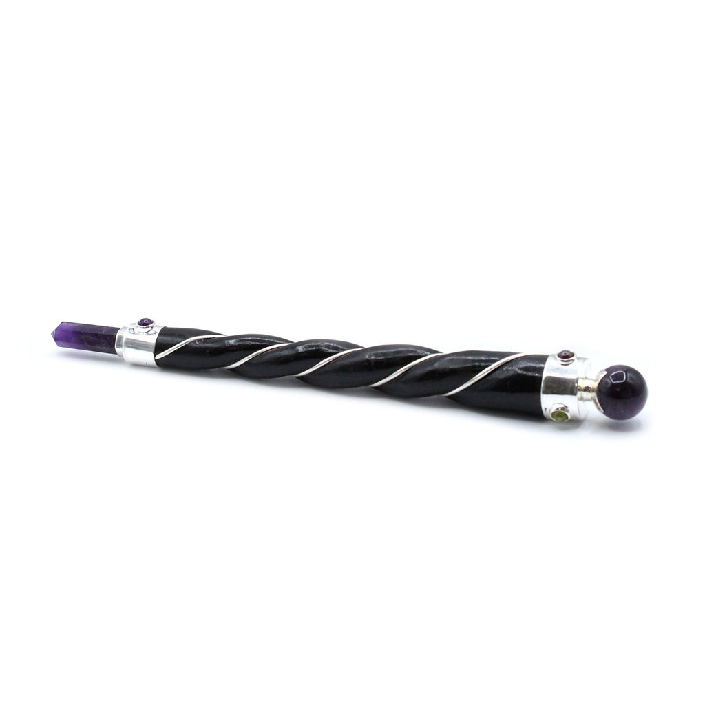 Twisted Wand - Silver Amethyst Sphere