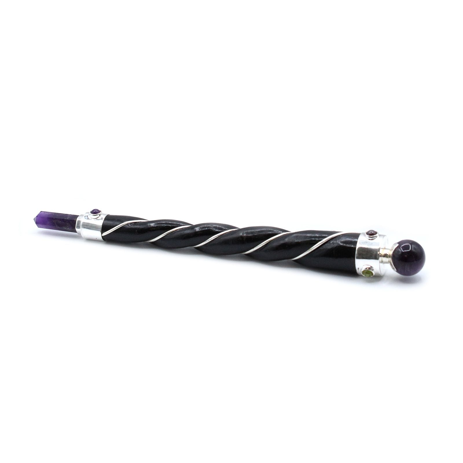 Twisted Wand - Silver Amethyst Sphere