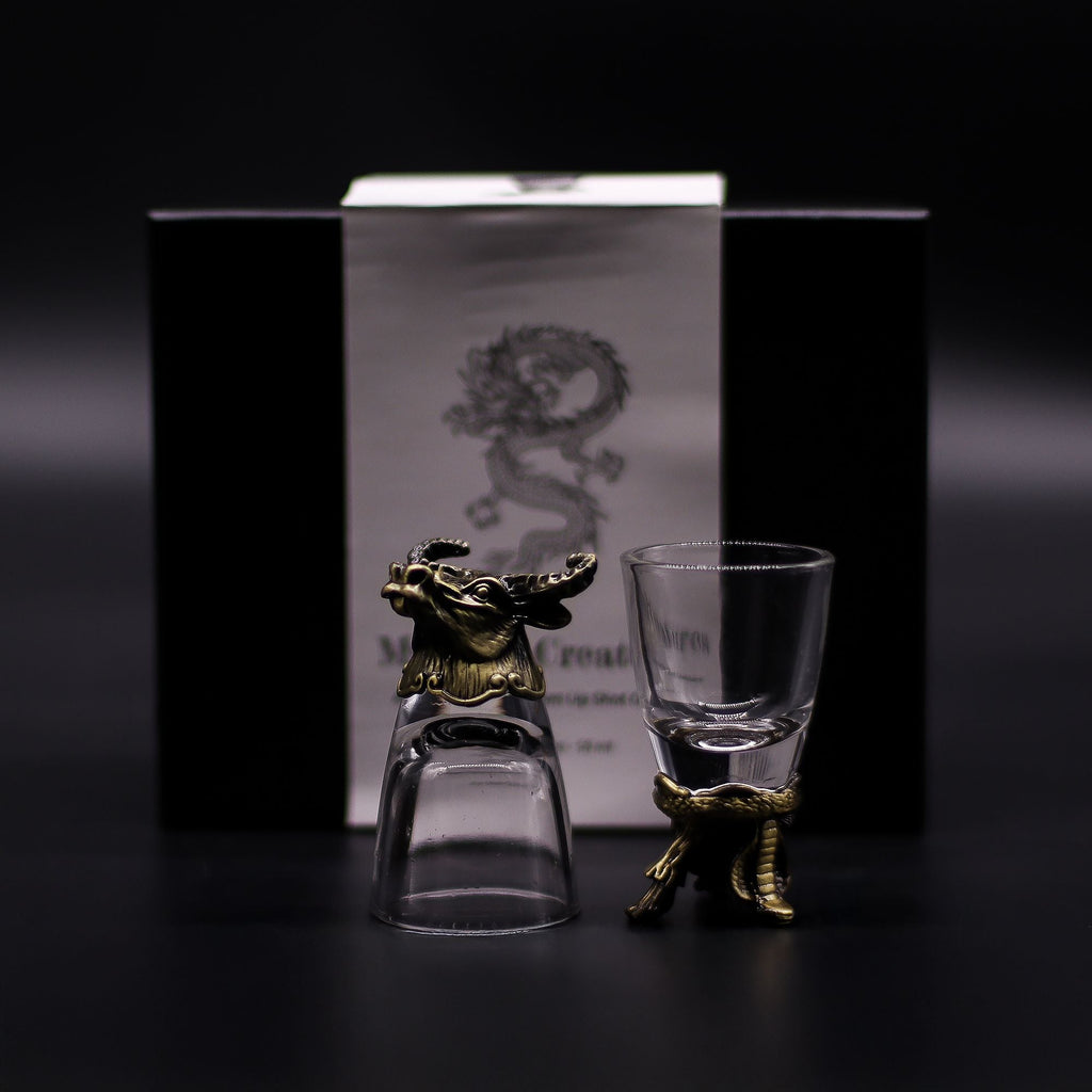Gift Set of 6 Shot Glasses (50ml) - Mystical Creatures - Antique Bronze