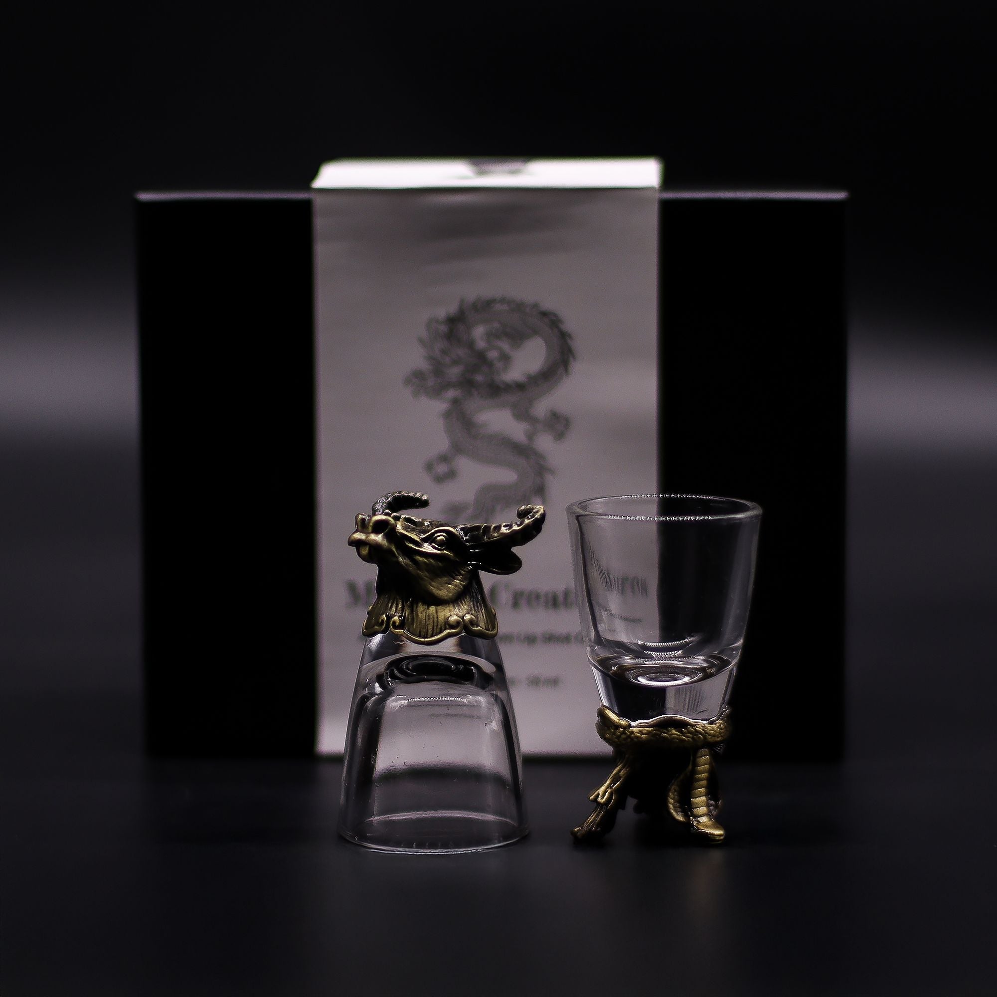 Gift Set of 6 Shot Glasses (50ml) - Mystical Creatures - Antique Bronze