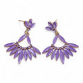 Lavender - Vintage Glass - Long Drop - Earrings