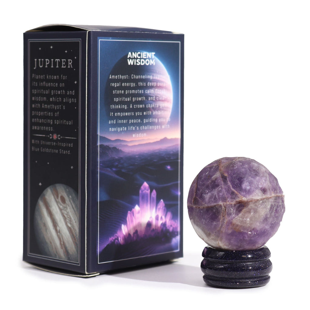 Ametyst Planet on a Sola Goldstone Stand Jupiter