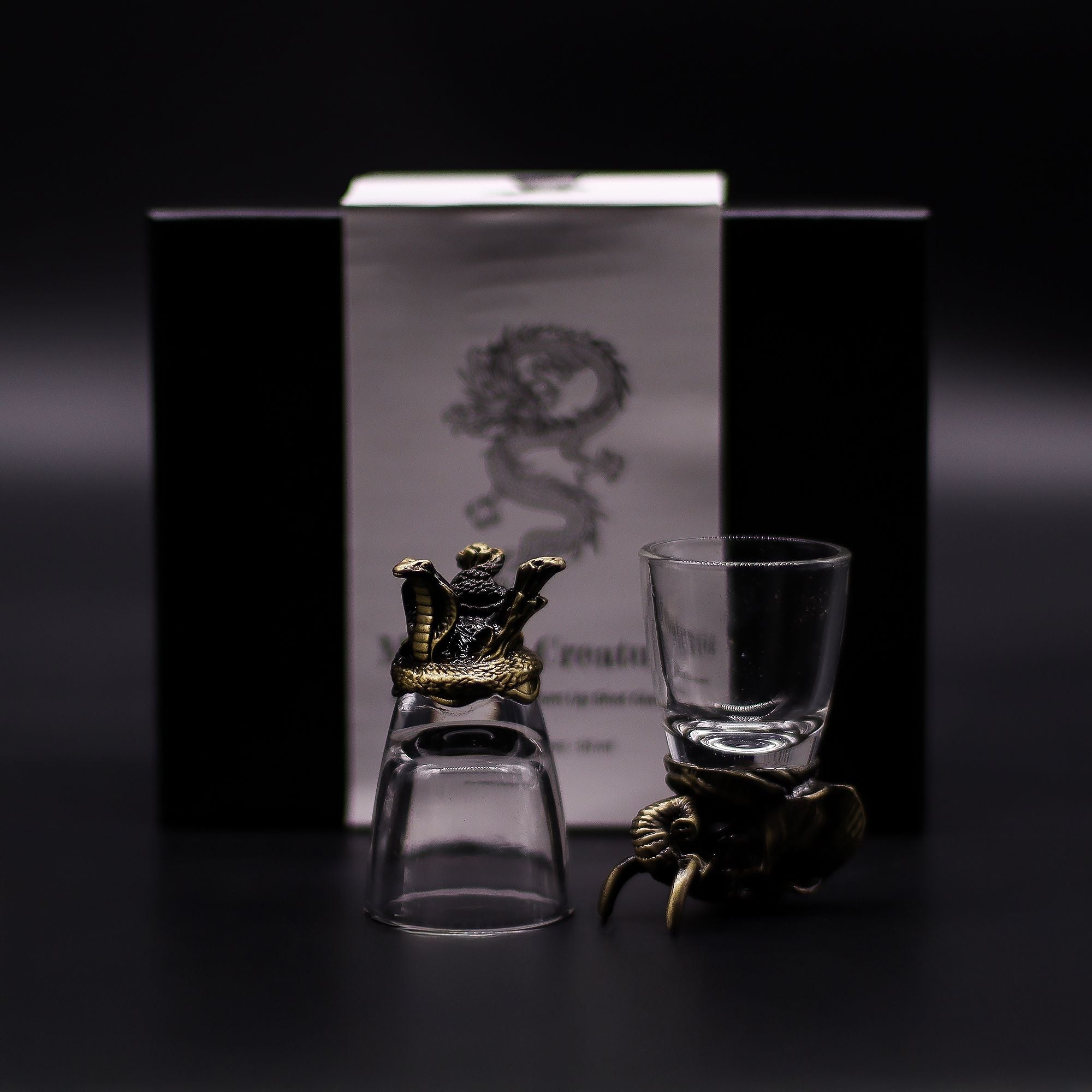 Gift Set of 6 Shot Glasses (50ml) - Mystical Creatures - Antique Bronze