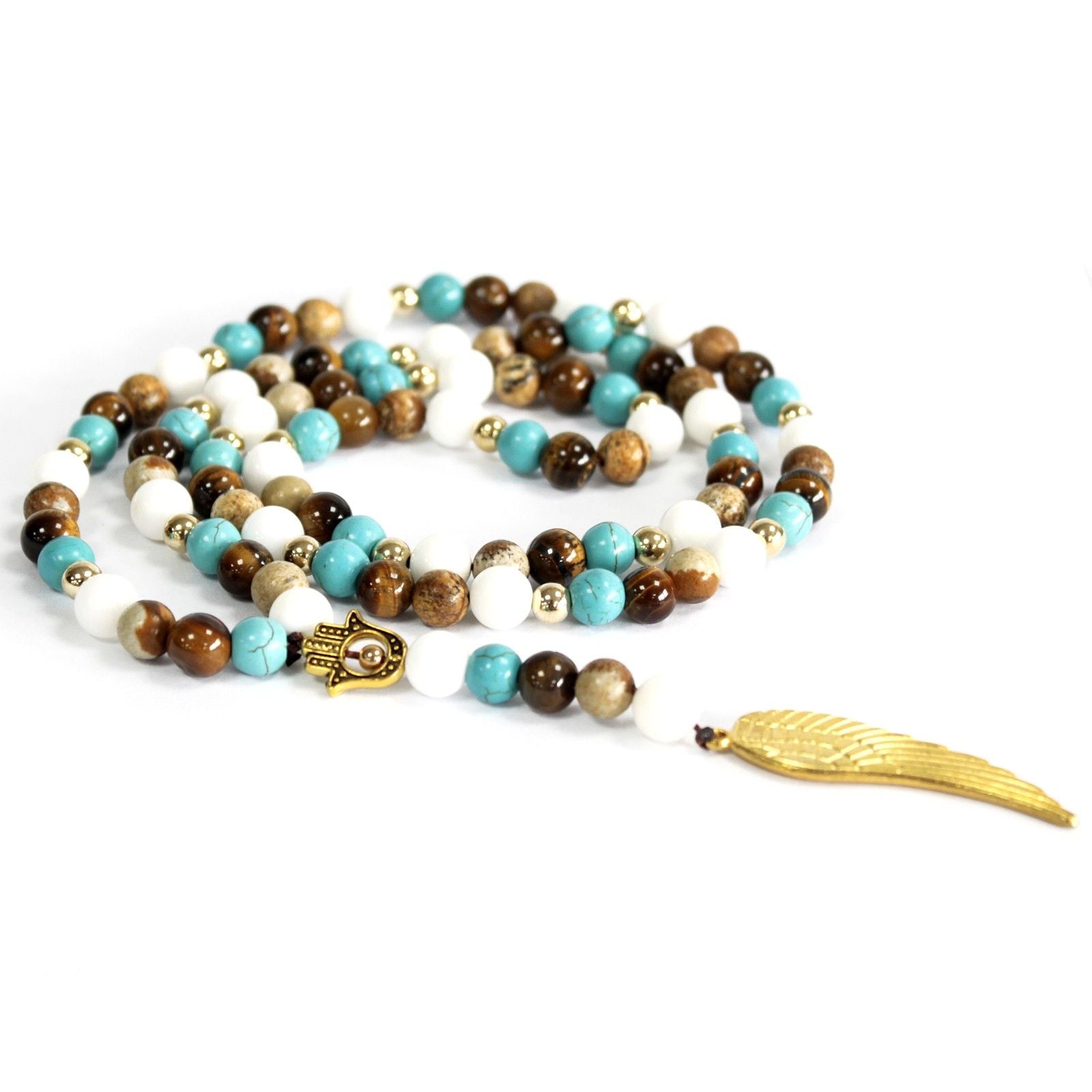 Angel Wing Multi Beads Gemstone Necklace