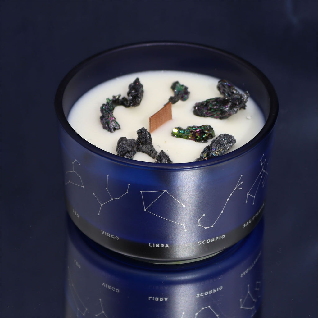 Cancer Zodiac Crystal Candle with Gemstone Bracelet