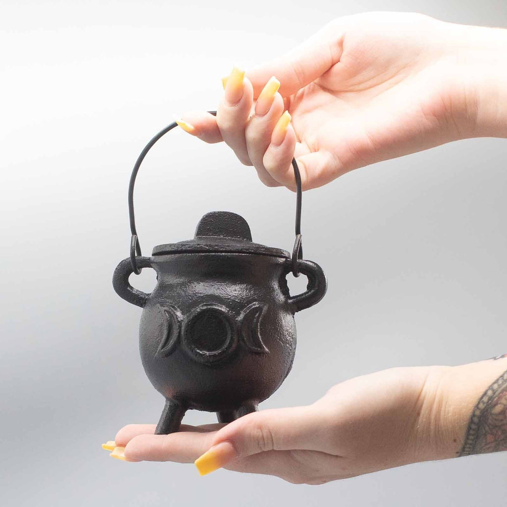 Cast Iron Cauldron with Triple Moon - Small