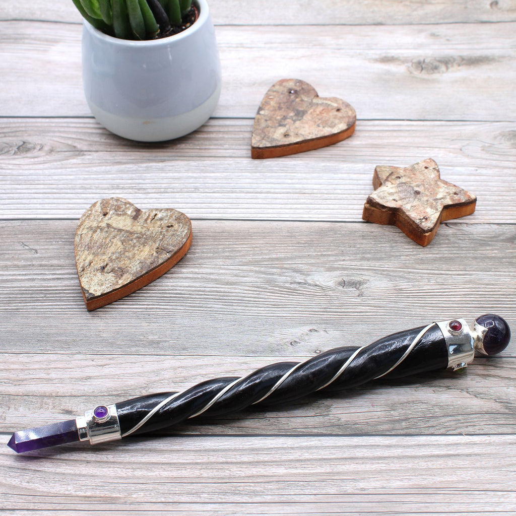 Twisted Wand - Silver Amethyst Sphere
