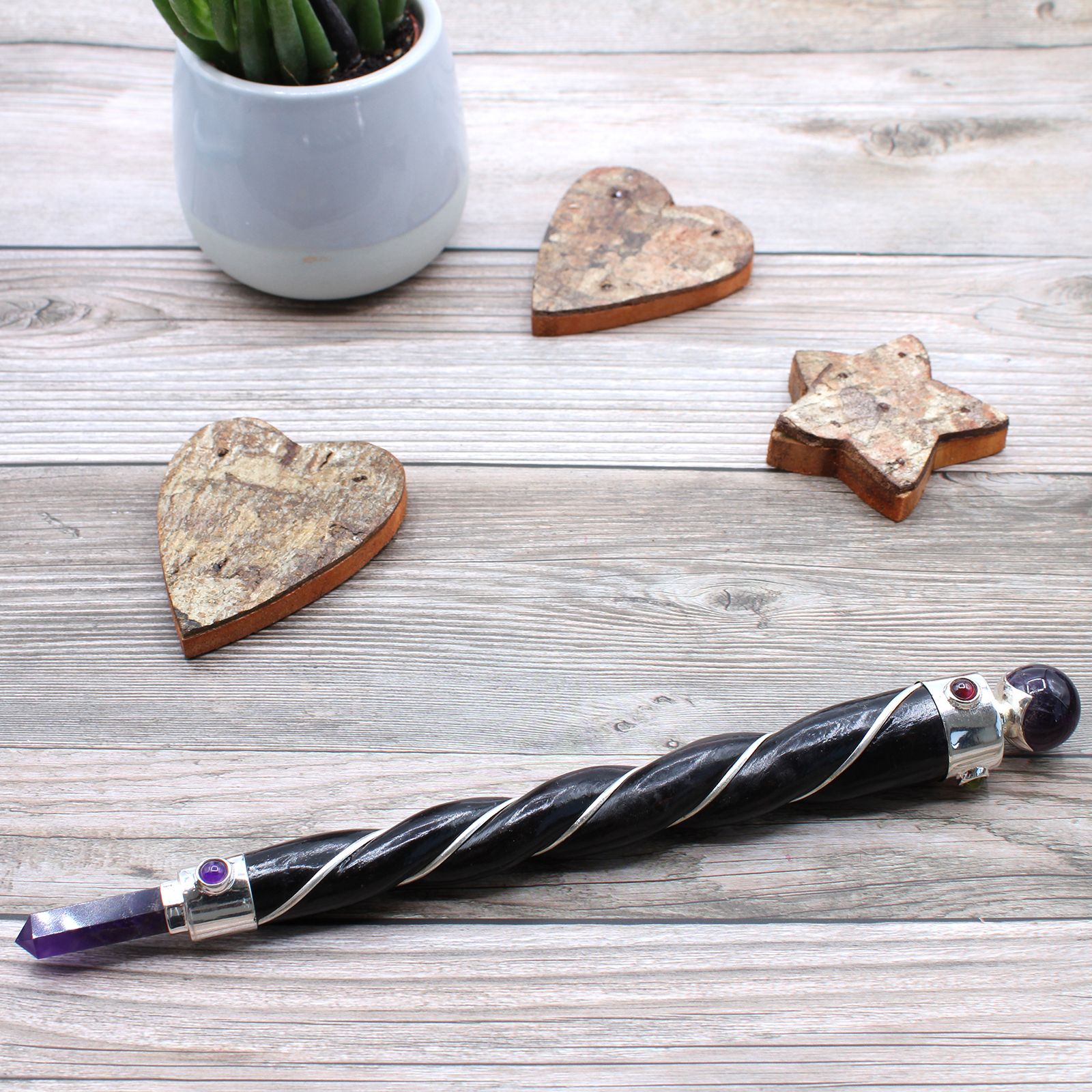 Twisted Wand - Silver Amethyst Sphere