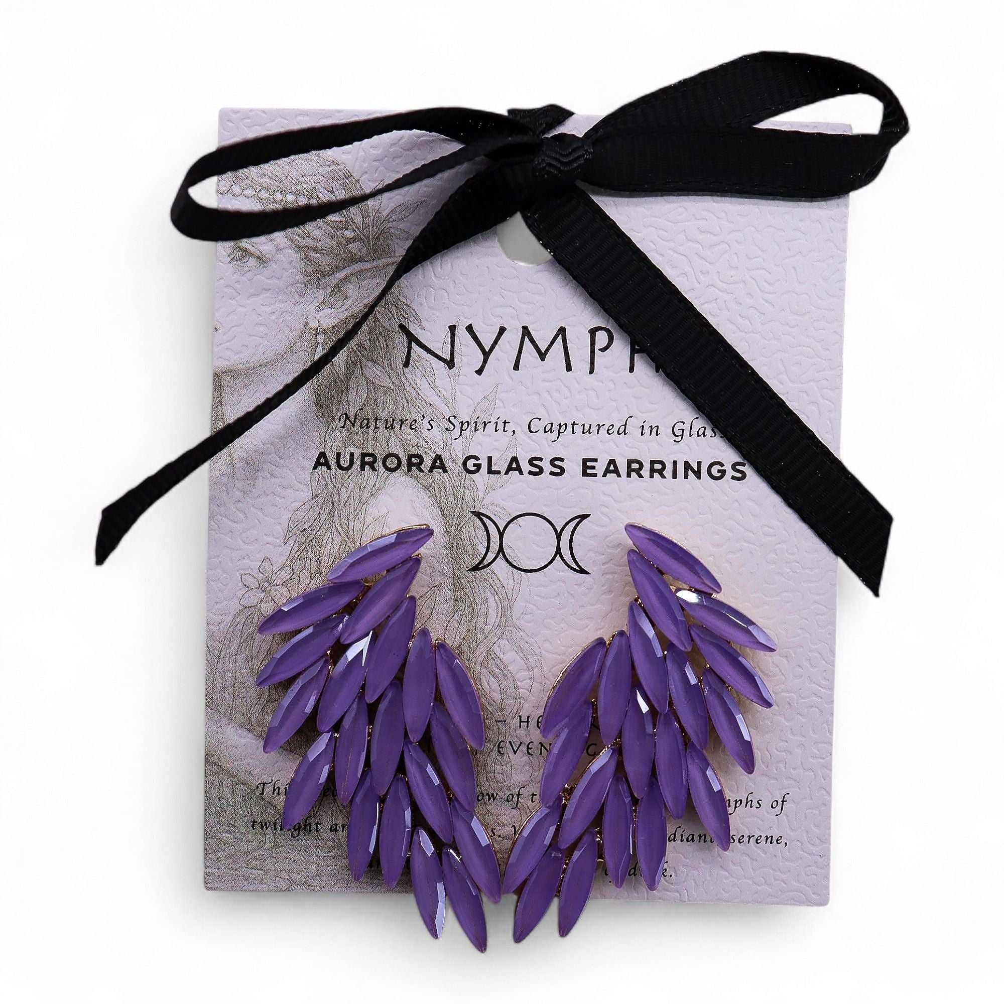 Lavender Vintage Glass Angel Wings Earrings Spiritual Boho Jewellery
