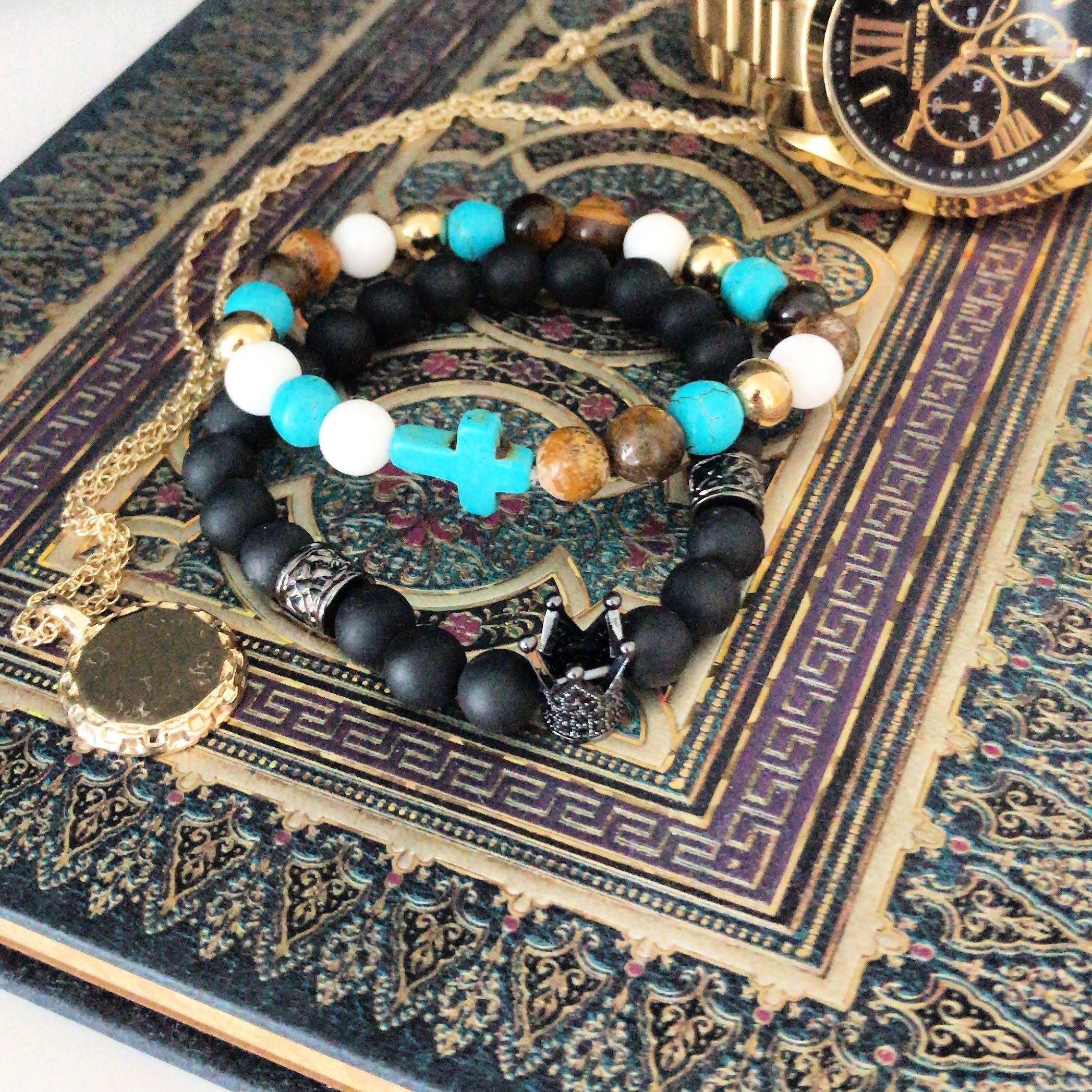Turquoise Cross Royal Beads Bracelet