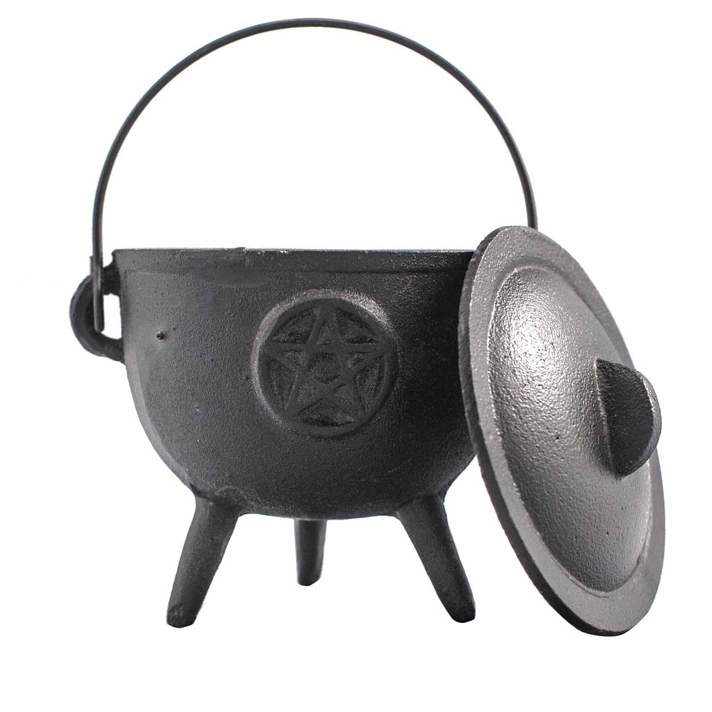 Cast Iron Pentacle Cauldron - Medium