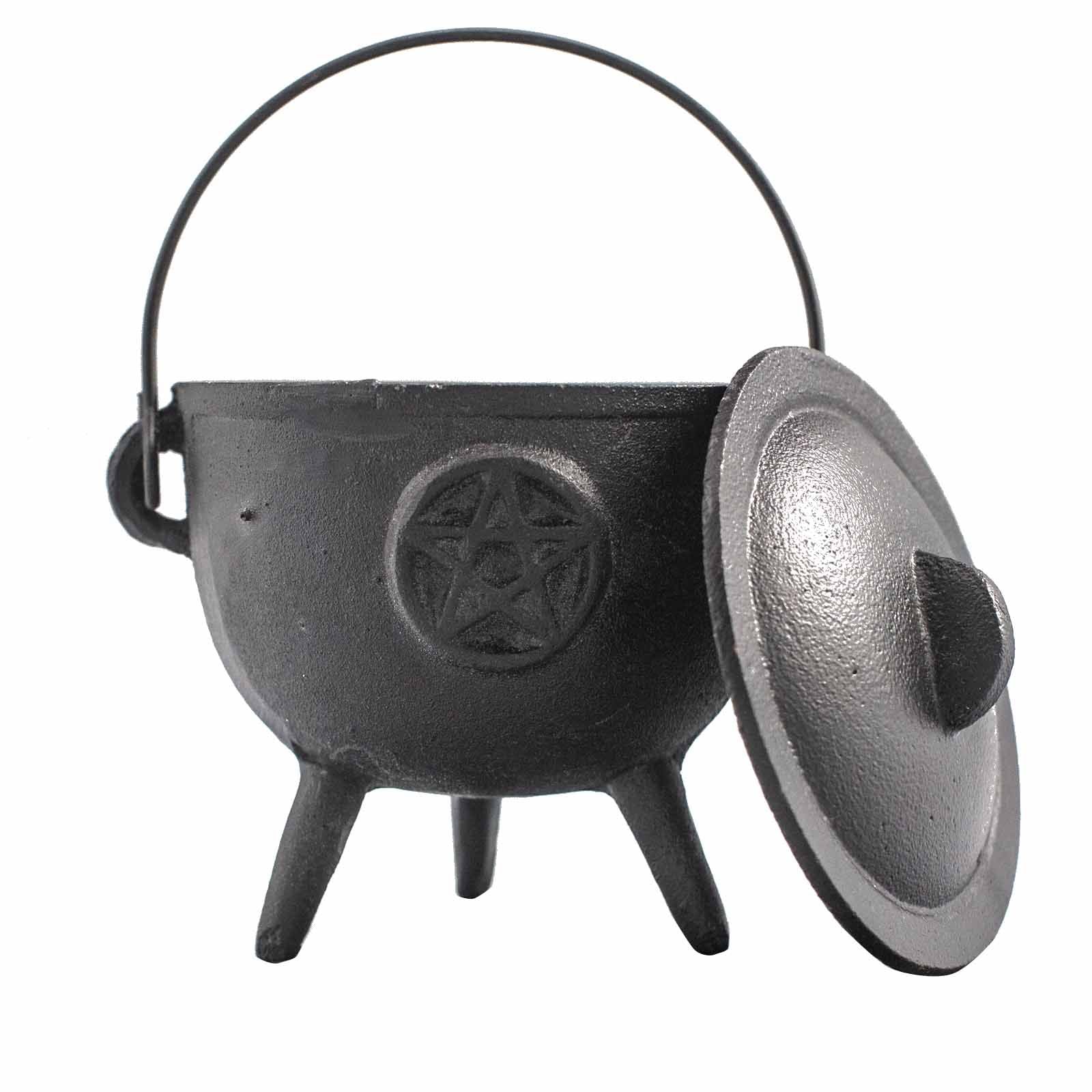 Cast Iron Pentacle Cauldron - Medium