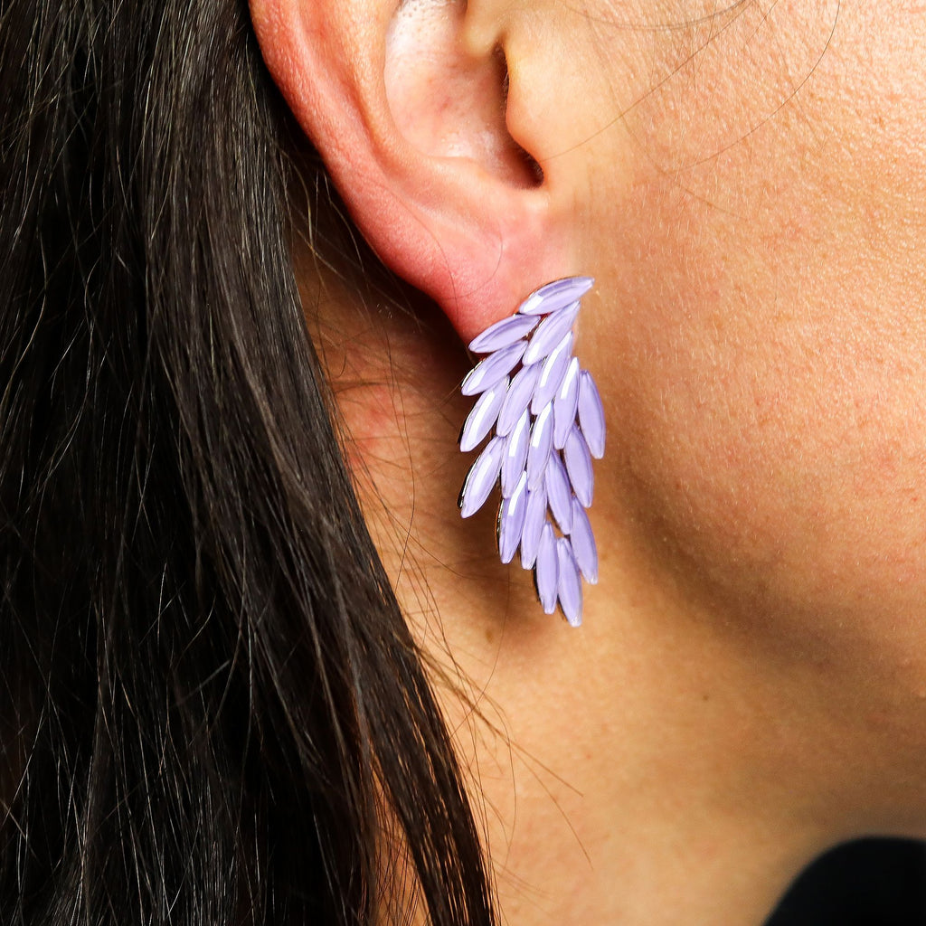 Lavender Vintage Glass Angel Wings Earrings Spiritual Boho Jewellery