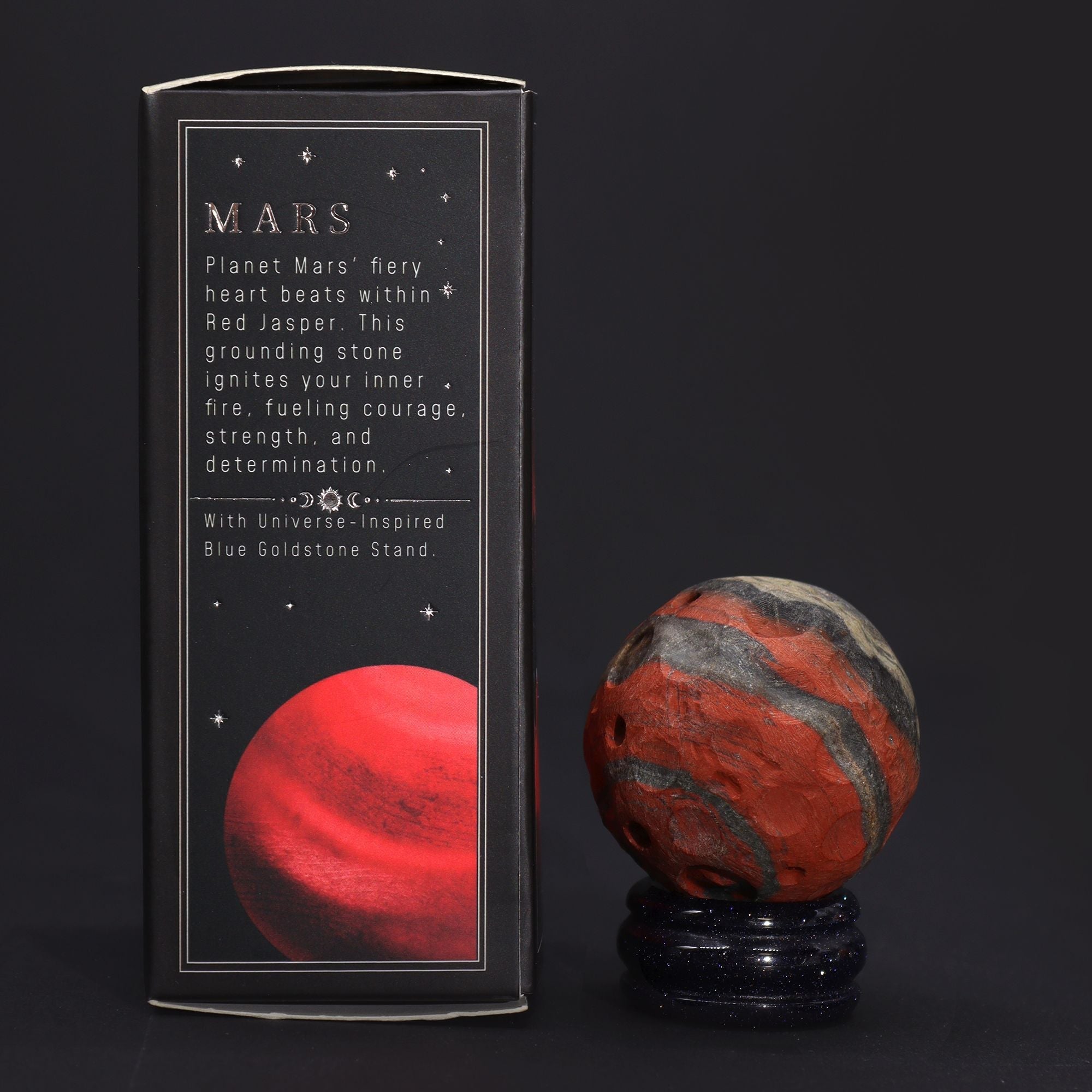 Red Jasper Planet on a Sola Goldstone Stand Mars