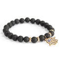 Hamsa Black Agate Bracelet