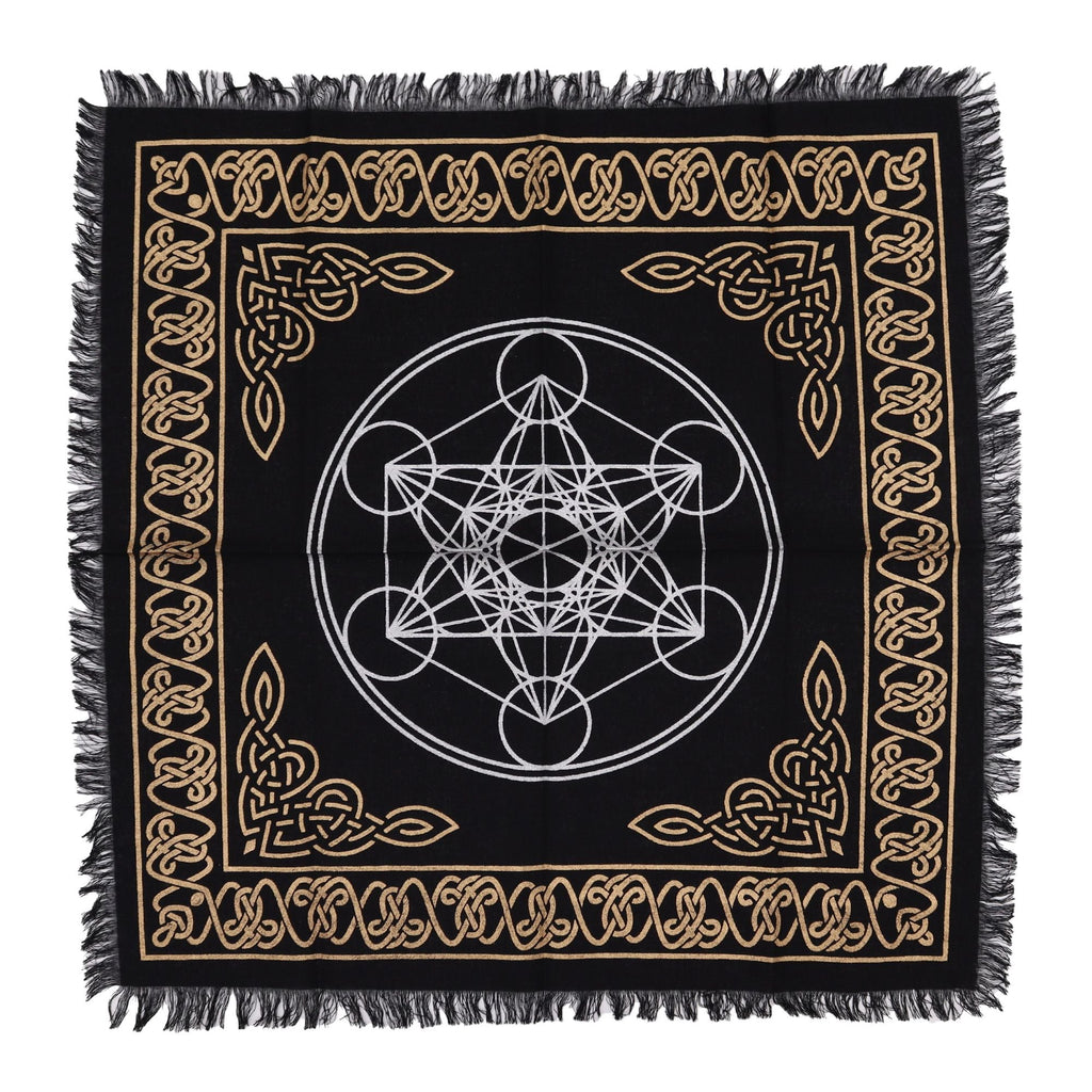 Esoteric Fringed Altar Cloth – Chakra Chart Design (Energy Balance & Ritual Use)