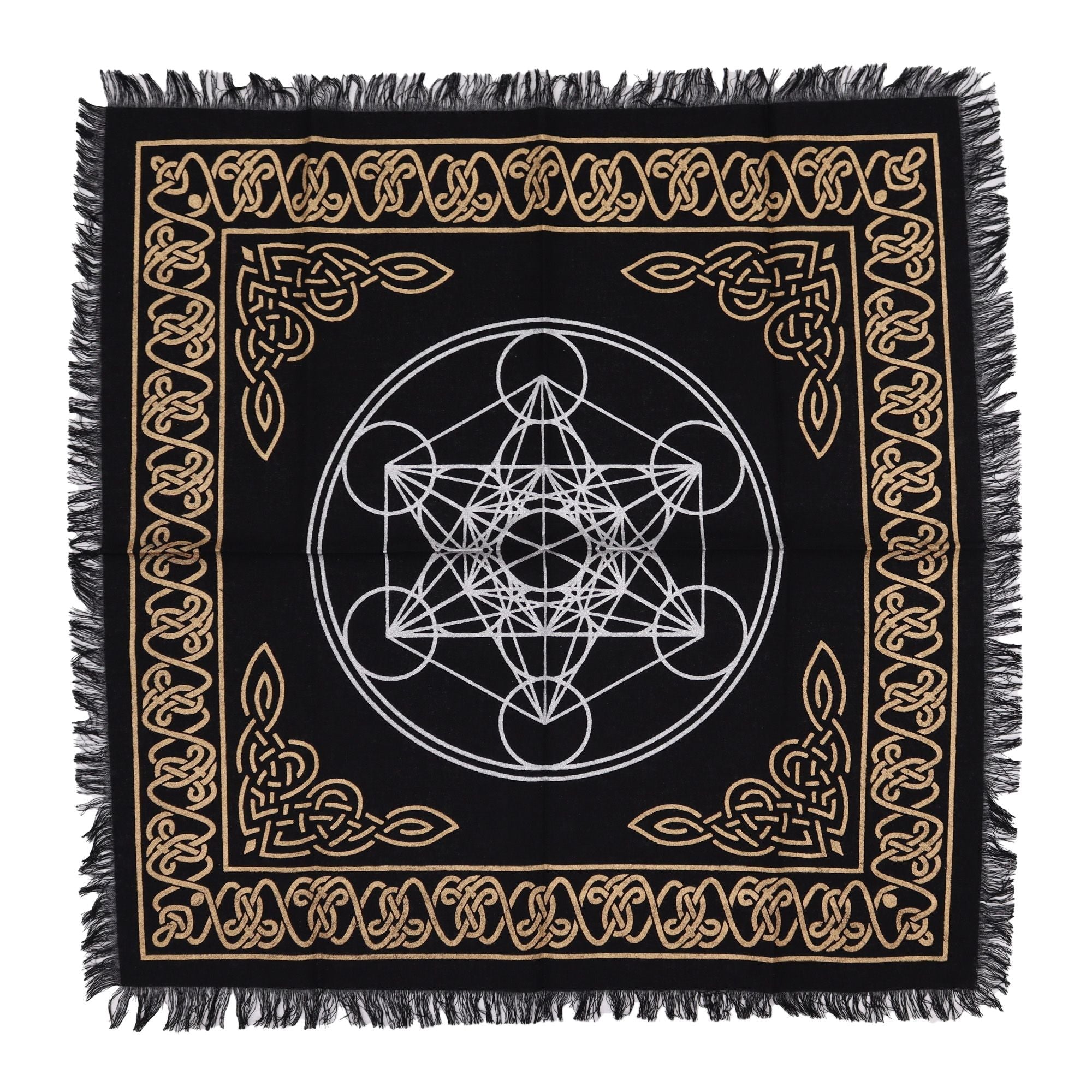 Esoteric Fringed Altar Cloth – Chakra Chart Design (Energy Balance & Ritual Use)