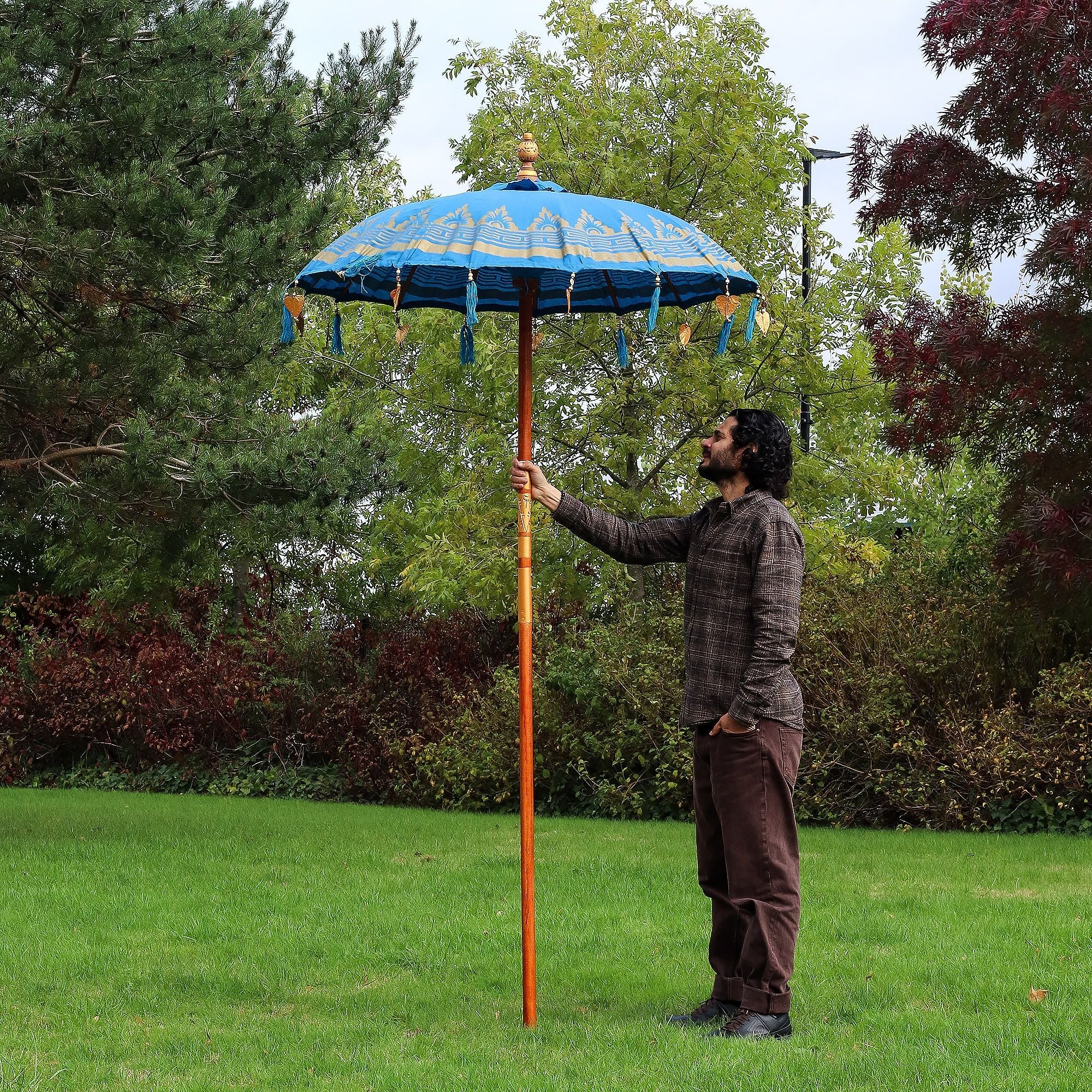 Bali Patio Parasol Garden Umbrella - Turquoise 1.5m
