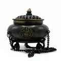 Brass Tibetan Burner - Four Symbol Hanging Pot