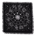 Esoteric Fringed Altar Cloth – Horoscope Zodiac Design (Astrology & Ritual Use)