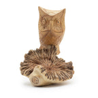 Hand-Carved Wooden Owl on Parasite Wood Base