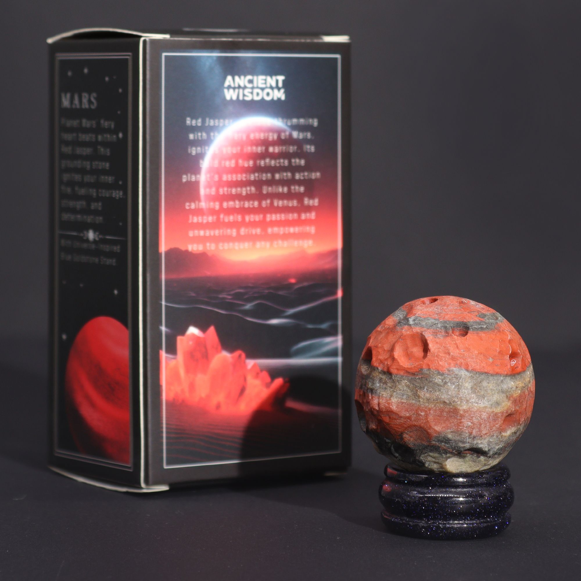 Red Jasper Planet on a Sola Goldstone Stand Mars