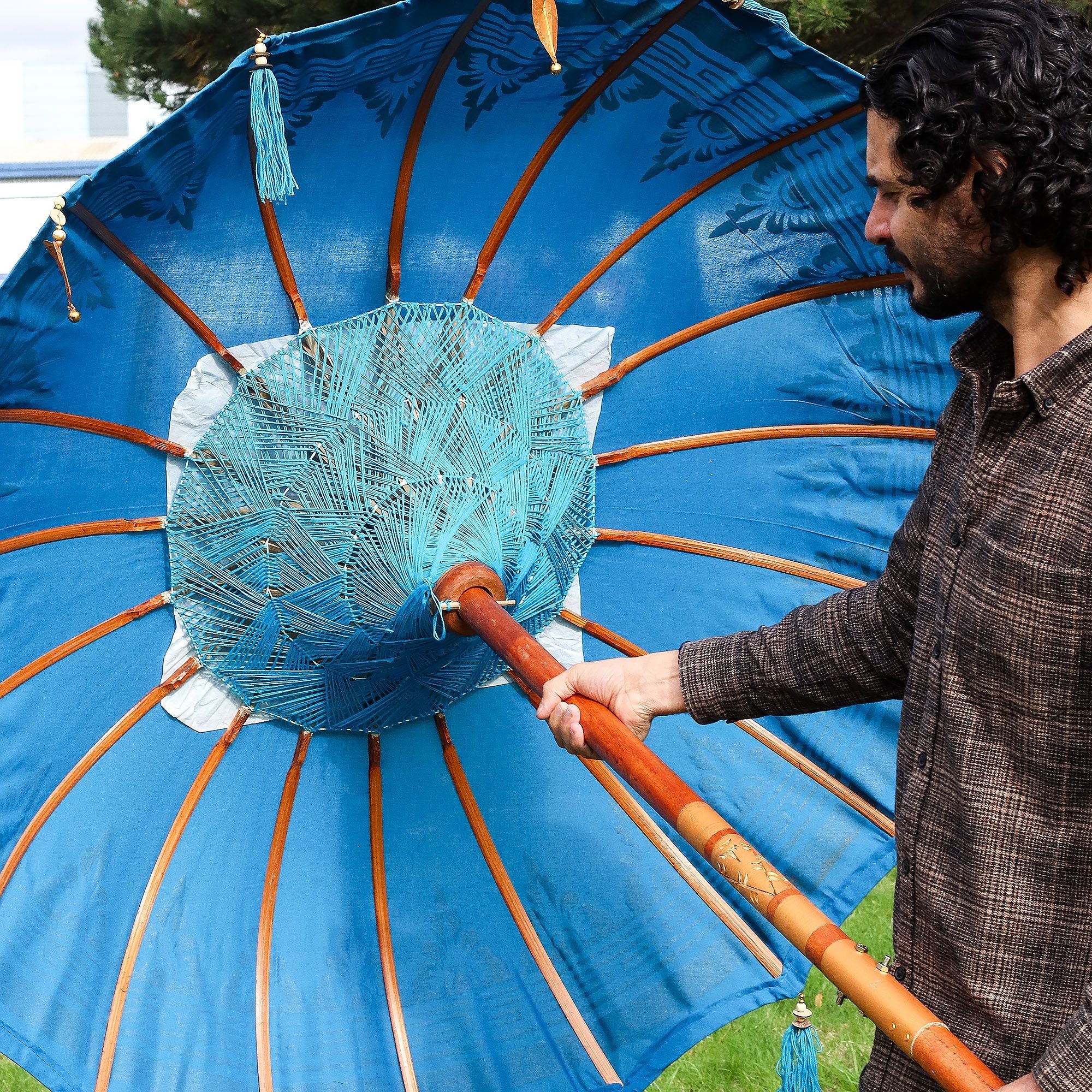 Bali Patio Parasol Garden Umbrella - Turquoise 1.5m