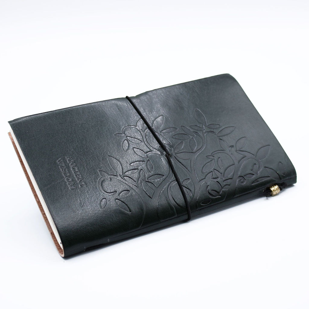 Handmade Leather Journal - Tree of Life - Green