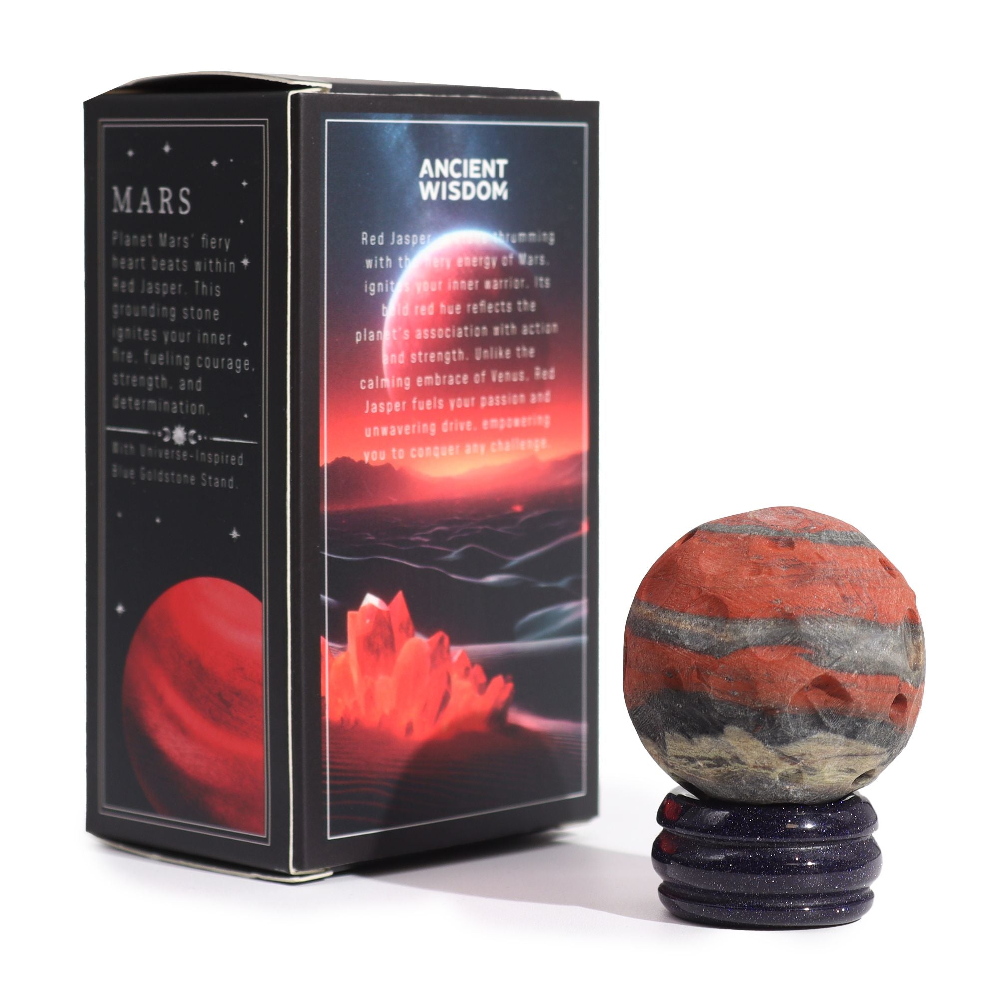 Red Jasper Planet on a Sola Goldstone Stand Mars