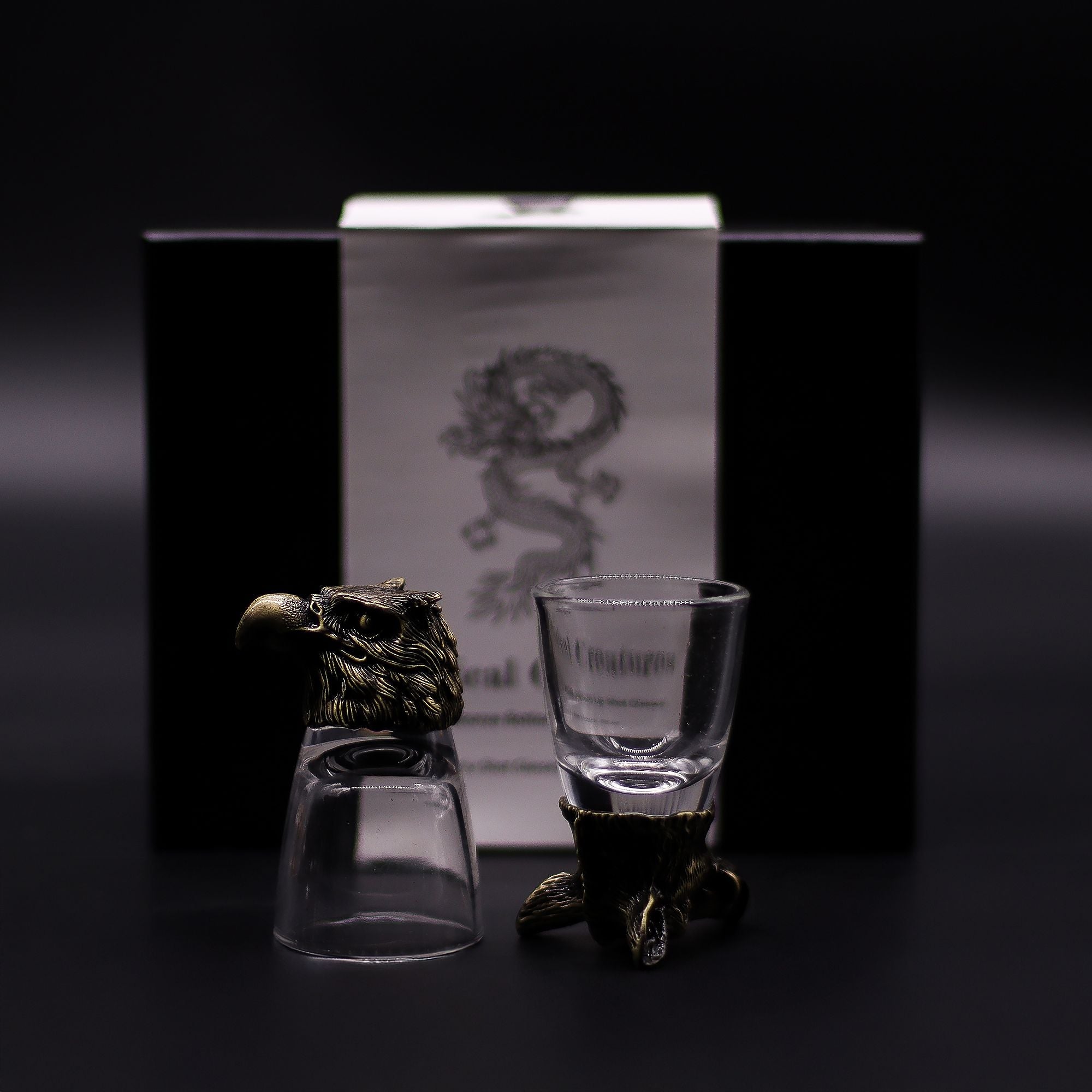 Gift Set of 6 Shot Glasses (50ml) - Wild Forest Creatures - Antique Bronze