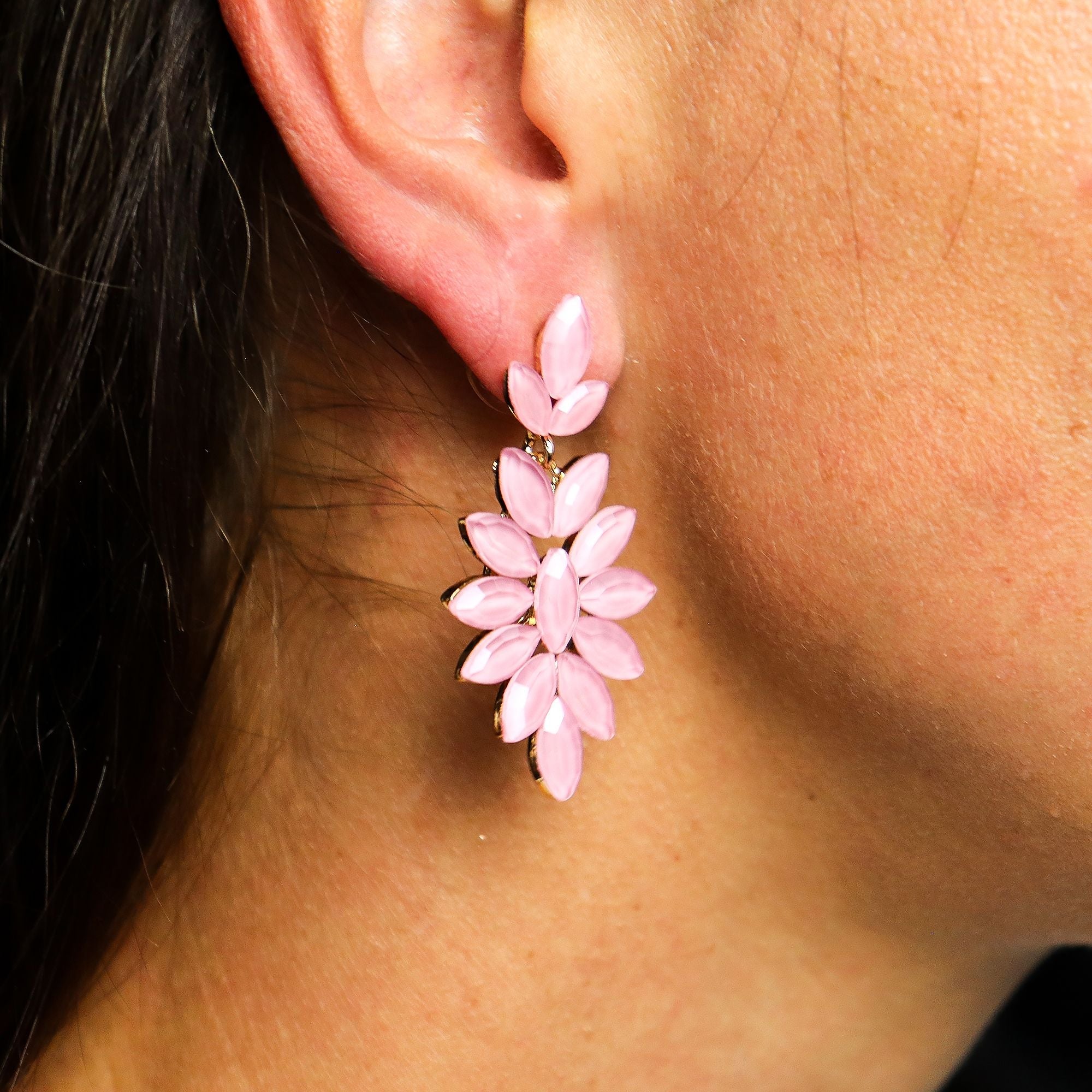 Soft Pink - Vintage Glass - Long Drop - Earrings