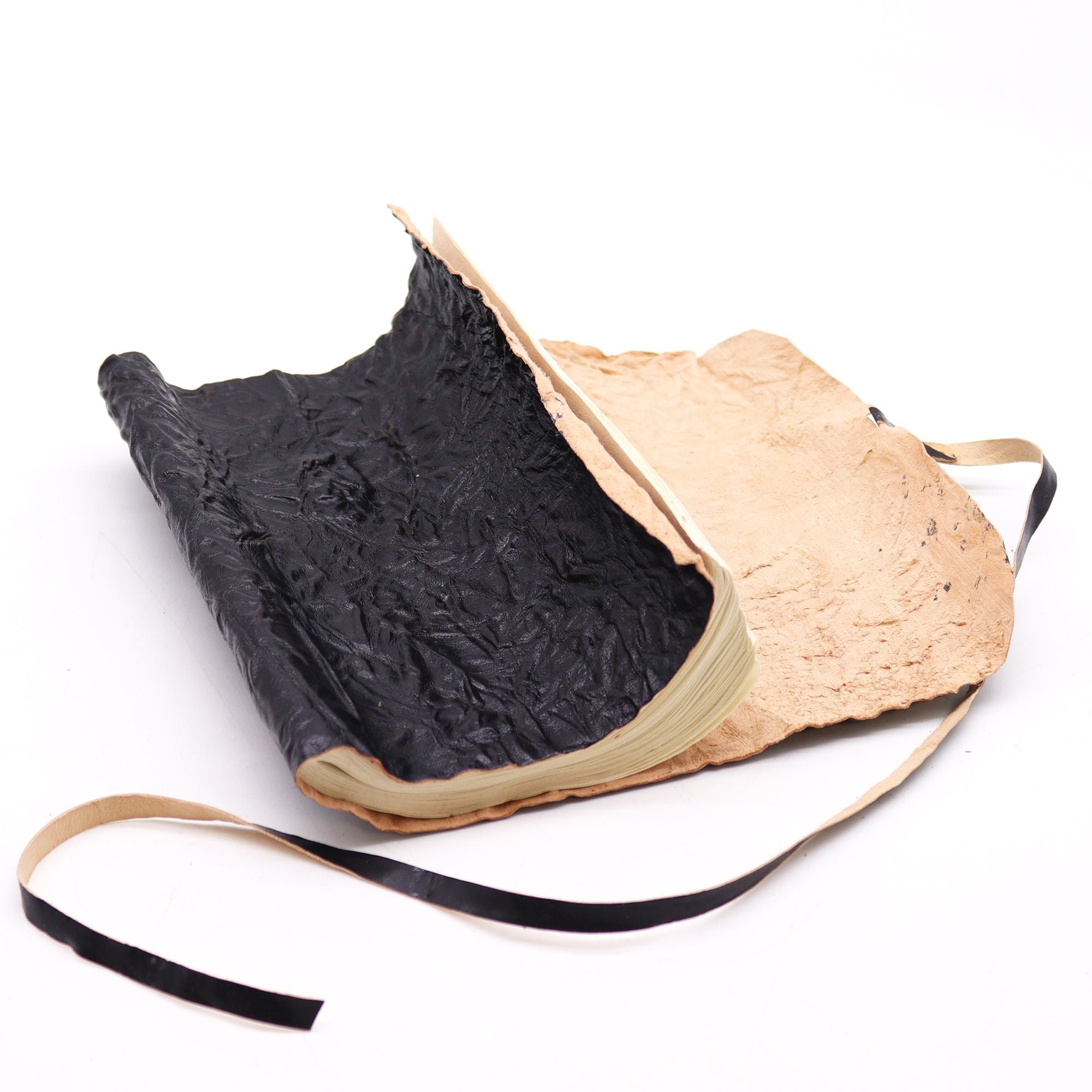 Rolled Leather Travel Notebook Black