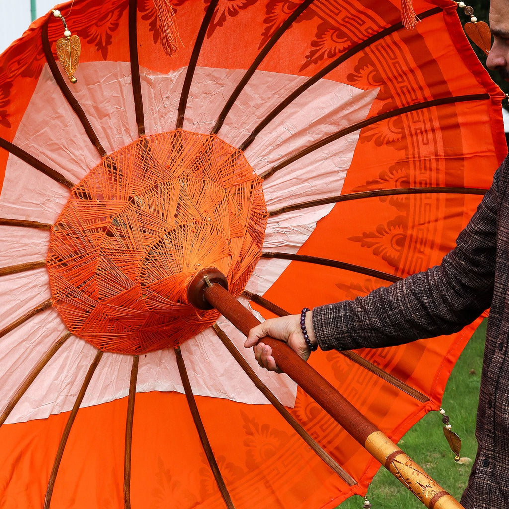 Bali Patio Parasol Garden Umbrella -  Orange 1.5m