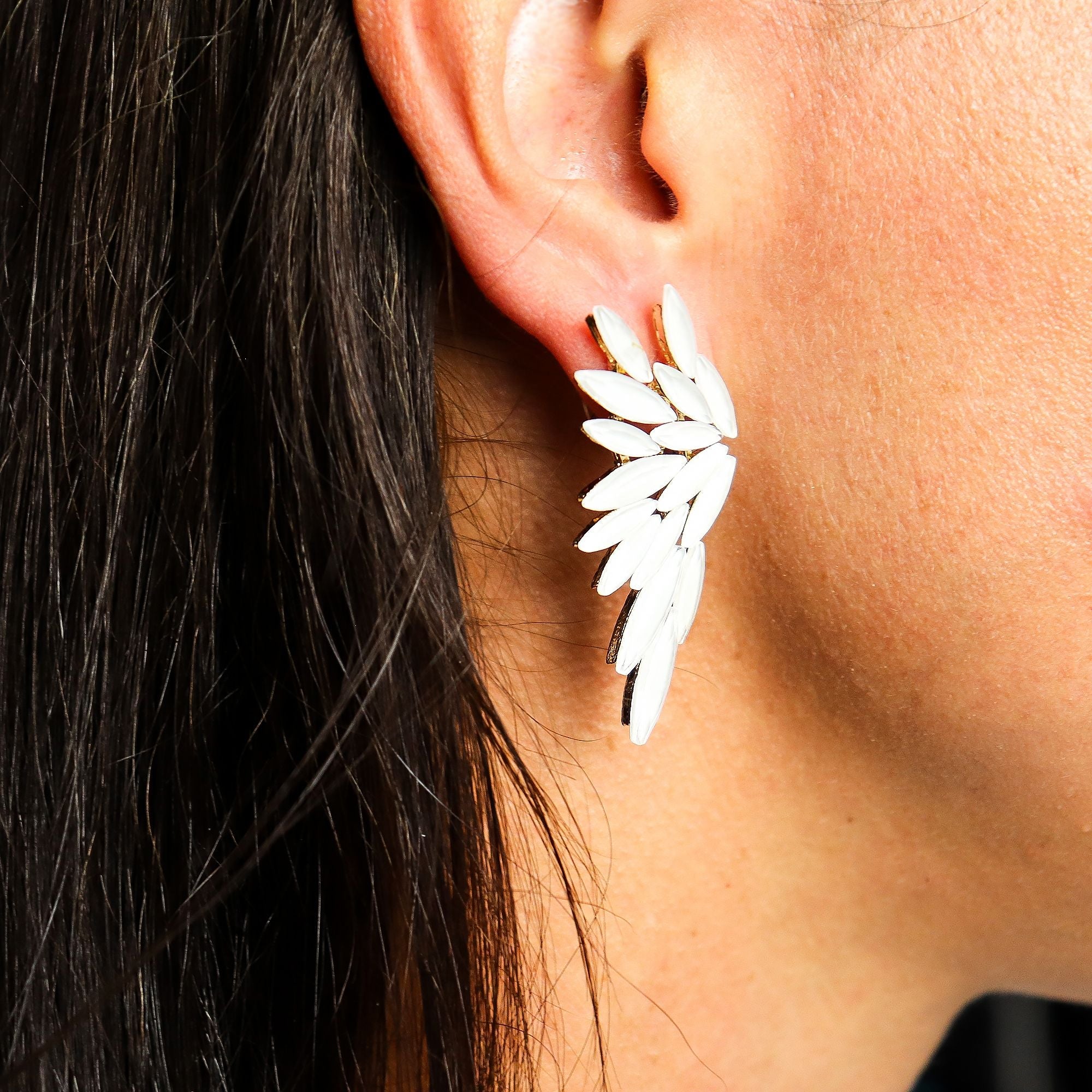 Pearl Vintage Glass Angel Wings Earrings Spiritual Boho Jewellery