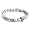 Pewter Skull Grey Agate Bracelet