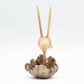 Hand-Carved Wooden Hummingbird on Parasite Wood Base