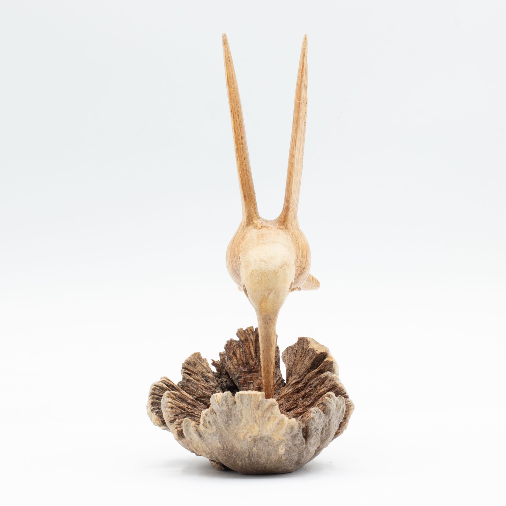 Hand-Carved Wooden Hummingbird on Parasite Wood Base