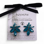 Teal Green - Vintage Glass - Flowers - Earrings