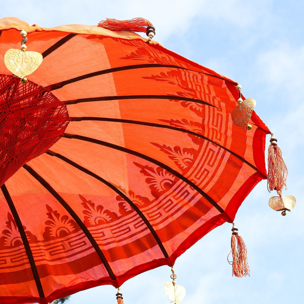 Bali Patio Parasol Garden Umbrella -  Orange 1.5m