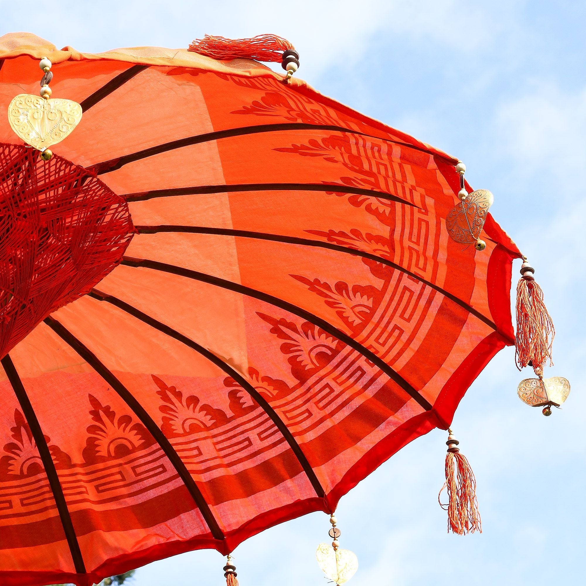Bali Patio Parasol Garden Umbrella -  Orange 1.5m