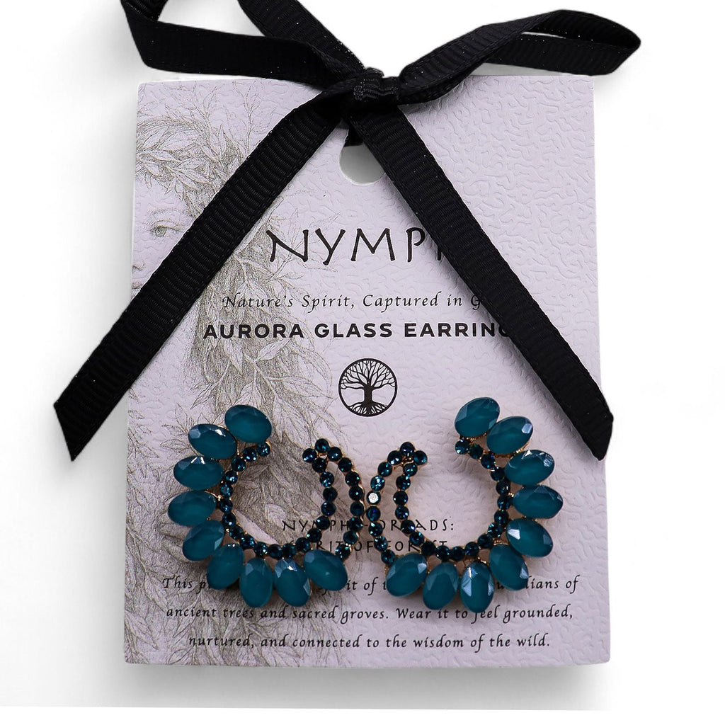 Teal Green - Vintage Glass - Loop - Earrings