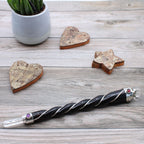 Twisted Wand - Silver Rock Quartz Sphere