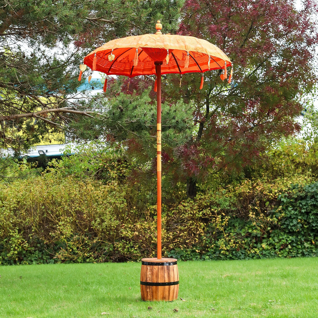 Bali Patio Parasol Garden Umbrella -  Orange 1.5m