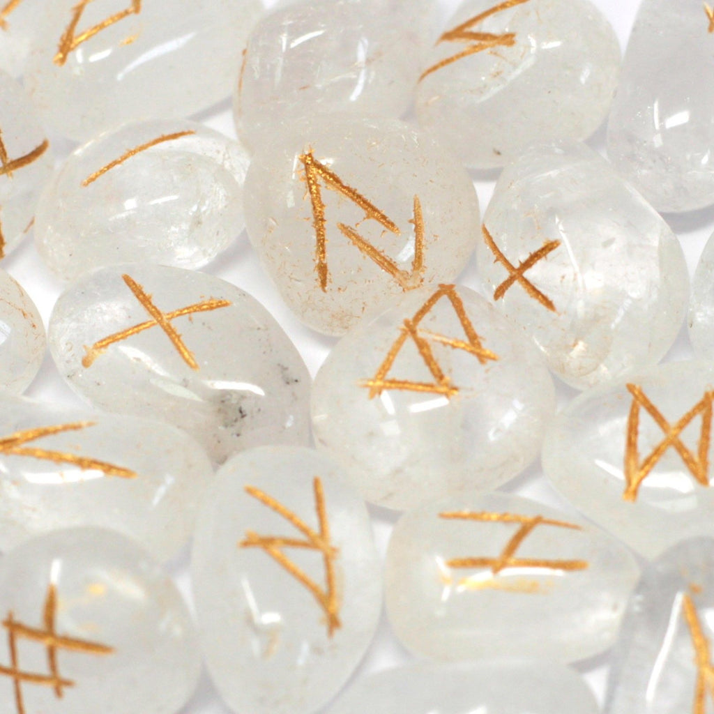 Runes Stone Set in Pouch  - Quartz