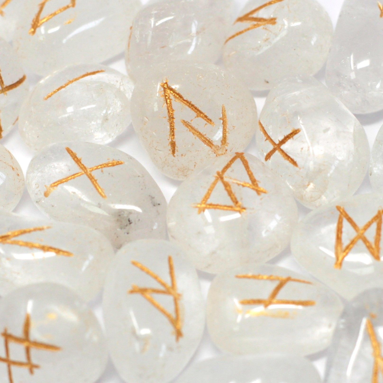 Runes Stone Set in Pouch  - Quartz