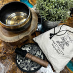 Hand Beaten & Engraved Singing Bowl Gift Set  Lotus Flower