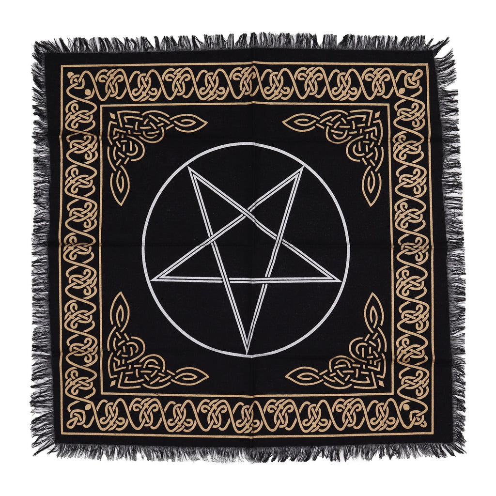 Esoteric Fringed Altar Cloth – Pentagram Design (Protection, Balance & Ritual Use)