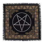 Esoteric Fringed Altar Cloth – Pentagram Design (Protection, Balance & Ritual Use)