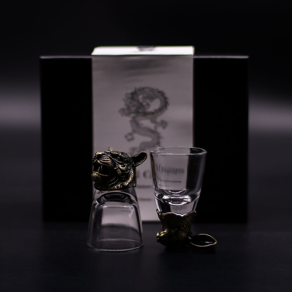 Gift Set of 6 Shot Glasses (50ml) - Mystical Creatures - Antique Bronze